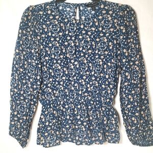 Banana Republic Blue and Beige Long Sleeve Shirt Sz XS